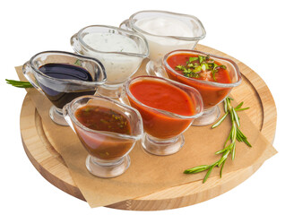 five different sauces in assortment