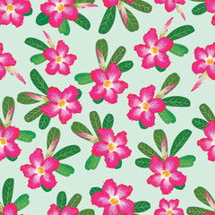 seamless pattern of tropical pink desert rose