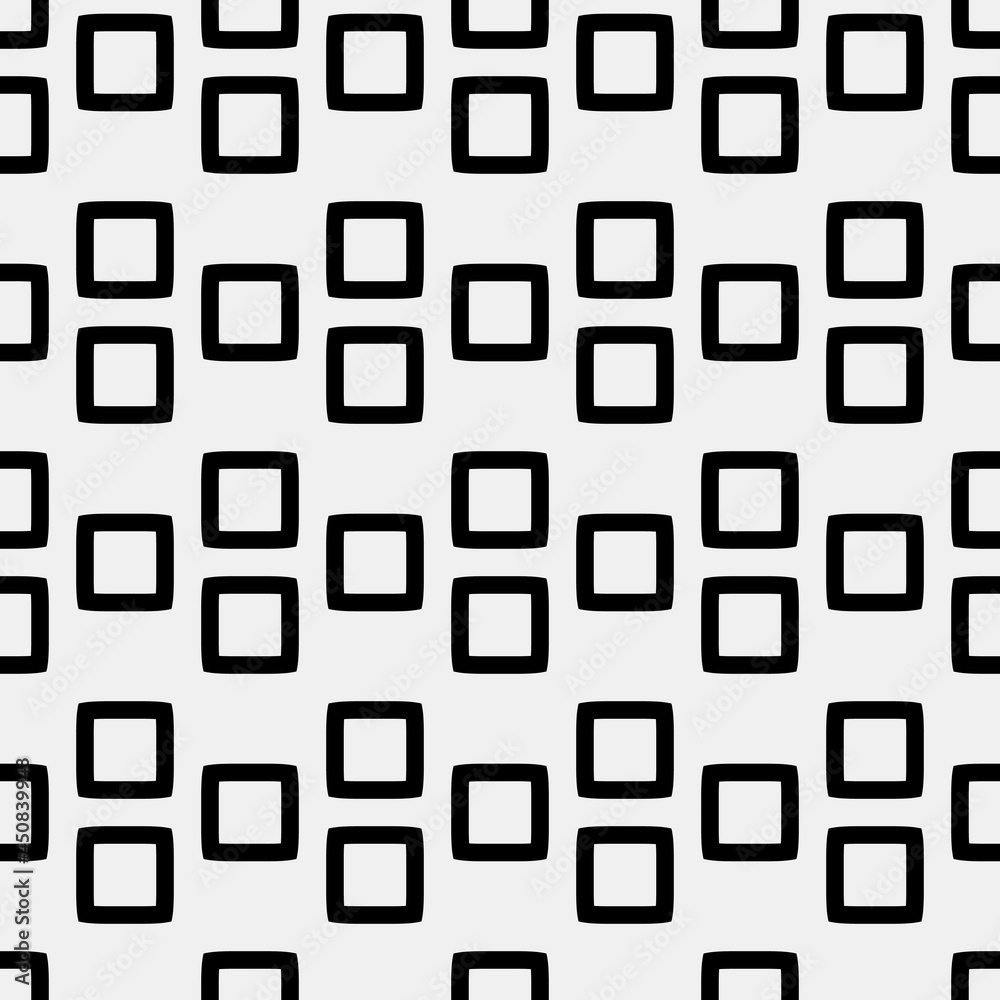 Poster Black empty squares. Vector empty shapes ornament. Seamless squares pattern.