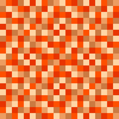 Orange pixels ornament. Vector simple pixelated pattern.