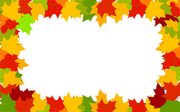 Frame in the form of autumn leaves on a white background.