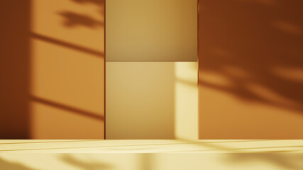 3D rendering of Brown tones for displaying products background. For show product. Blank scene showcase mockup.