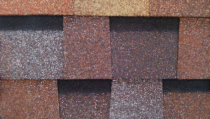 shingles, soft roof, texture background. Roof tiles, tile texture. roof texture surface for background. close-up, grainy surface