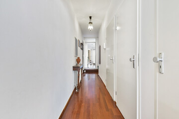 A long empty corridor designed in minimalistic style