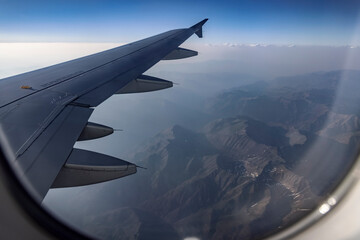 Fototapeta premium Views from a plane descending into Jackson Hole Airport, WY.