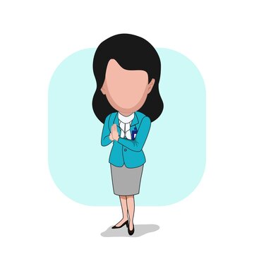 Cartoon carricature of a career woman working in a company