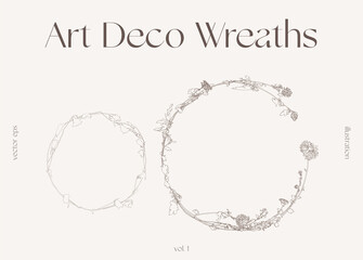 Set of floral elements decorative branches vector