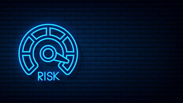 Risk icon on speedometer. High risk meter. Motion graphics.