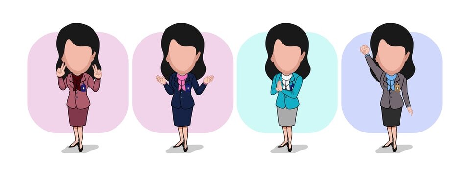Cartoon carricature of a career woman working in a company