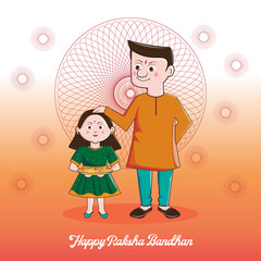 In this poster big brother blessing the little sister on the occasion of Rakshabandhan. Sister holding the thali in hand and standing with brother