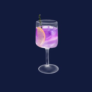 Art illustration in color refreshing alcoholic cocktail in a glass with a slice of orange