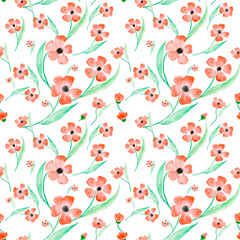 Seamless pattern, watercolor illustration, bouquet of flowers, flowers, roses, summer, worn sakura branches, tulips and forget-me-nots, vintage seamless pattern, classic calico floral repeating backgr