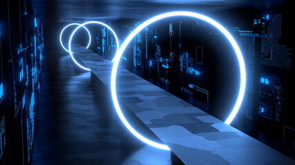 ネオン トンネル VJ サイバー空間 クラブ 円 青 [別Verあり]