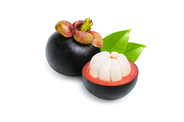 mangosteen fresh fruit isolated on white background.