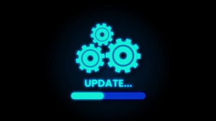 System software update or upgrade neon icon. Banner new update, Badge, sign. Motion graphics.