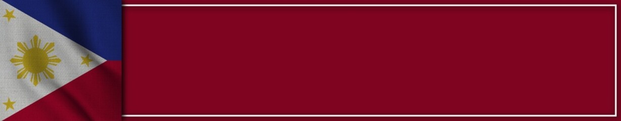 Philippines Realistic Fabric Texture Effect Banner Long Flag, 3D Illustration