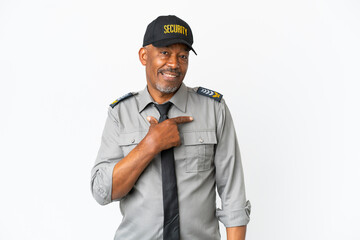 Senior staff man isolated on white background with surprise facial expression