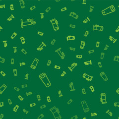 Set line Beer tap, Bottle opener and on seamless pattern. Vector