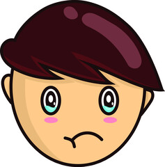 smile kid face illustration. emoticon face with brown hair. cartoon vector emoji children