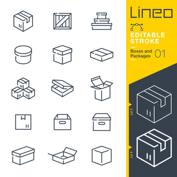 Lineo Editable Stroke - Boxes and Packages line icons