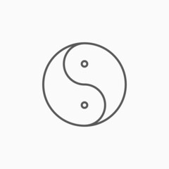 yin yang icon, black and white vector illustration