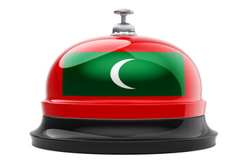 Reception bell with Maldivian flag, 3D rendering