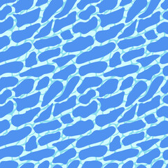 Seamless pattern with rippled water texture - hand drawn vector illustration. Flat colors, easy to recolor.