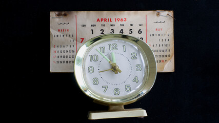 Old Alarm Clock and Calendar
