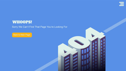 Landing Page Screen for 404 Error Page not found