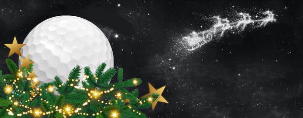 Golf christmas banner with space for text and dark christmas background - Golf Weihnachtsbanner mit...