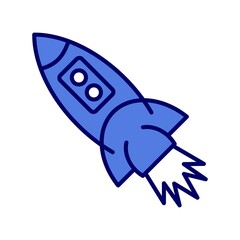 Fototapeta premium Rocket Blue Filled Vector Icon Design