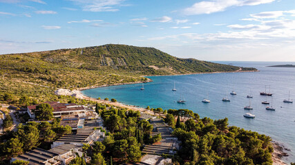 Beautifull sunset - Primosten Croatia - view from drone