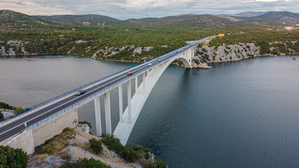 Sibernik Croatia - Šibenski Most - stunning view from the drone