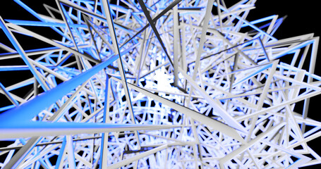 Render with a sharp background of lines in white and blue light