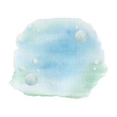 Watercolor blue spot isolated on white background.