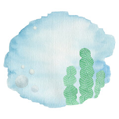 Watercolor blue spot isolated on white background.