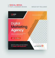 Digital marketing social media instagram post - Business social media post banner template - Corporate social media web banner design - Digital business marketing instagram and facebook post template