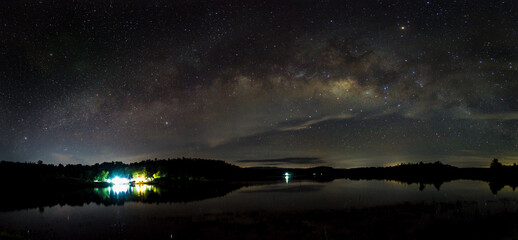 beautiful milky way in the dark night at Thailand