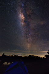 beautiful milky way in the dark night at Thailand