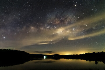 beautiful milky way in the dark night at Thailand