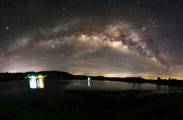 beautiful milky way in the dark night at Thailand