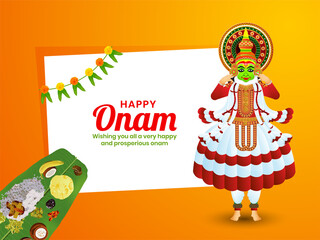Happy onam indian festival celebration card, banner, poster design vector design.