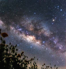 beautiful milky way in the dark night at Thailand
