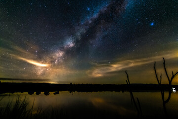 beautiful milky way in the dark night at Thailand