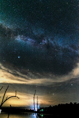 beautiful milky way in the dark night at Thailand
