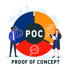 Flat design with people. POC - Proof of Concept acronym. business concept background. Vector illustration for website banner, marketing materials, business presentation, online advertising
