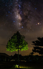 beautiful milky way in the dark night at Thailand