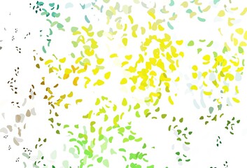 Light green, yellow vector backdrop with abstract shapes.