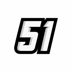 Racing number 51 logo on white background