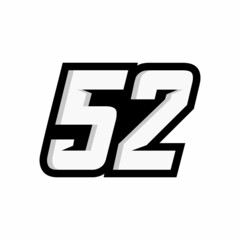 Racing number 52 logo on white background